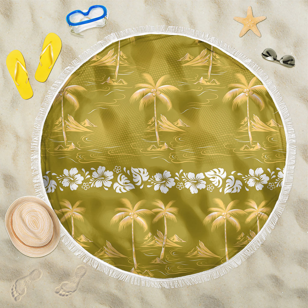 Yellow Hawaii Palm Tree Hibiscus Beach Blanket Fantasy Summer Vibe
