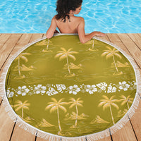 Yellow Hawaii Palm Tree Hibiscus Beach Blanket Fantasy Summer Vibe