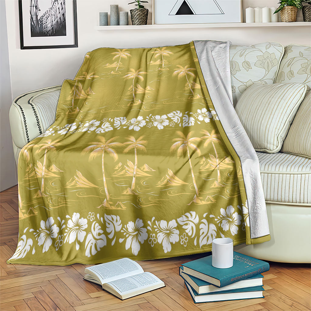 Yellow Hawaii Palm Tree Hibiscus Blanket Fantasy Summer Vibe LT01 Yellow - Polynesian Pride