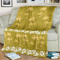 Yellow Hawaii Palm Tree Hibiscus Blanket Fantasy Summer Vibe LT01 - Polynesian Pride