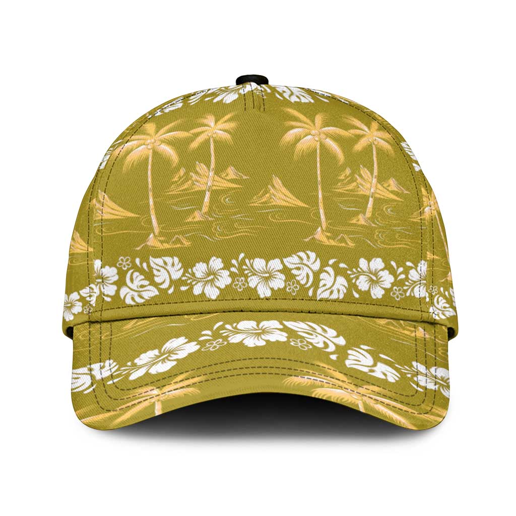 Yellow Hawaii Palm Tree Hibiscus Classic Cap Fantasy Summer Vibe