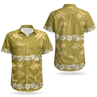 Yellow Hawaii Palm Tree Hibiscus Couples Matching Tank Maxi Dress and Hawaiian Shirt Fantasy Summer Vibe LT01 - Polynesian Pride