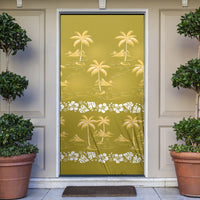 Yellow Hawaii Palm Tree Hibiscus Door Cover Fantasy Summer Vibe LT01 Yellow - Polynesian Pride
