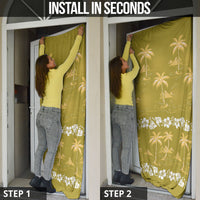 Yellow Hawaii Palm Tree Hibiscus Door Cover Fantasy Summer Vibe LT01 - Polynesian Pride