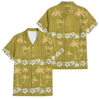 Yellow Hawaii Palm Tree Hibiscus Family Matching Summer Maxi Dress and Hawaiian Shirt Fantasy Summer Vibe LT01 Dad's Shirt - Short Sleeve Yellow - Polynesian Pride