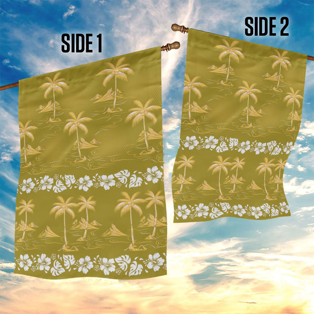 Yellow Hawaii Palm Tree Hibiscus Garden Flag Fantasy Summer Vibe LT01 - Polynesian Pride