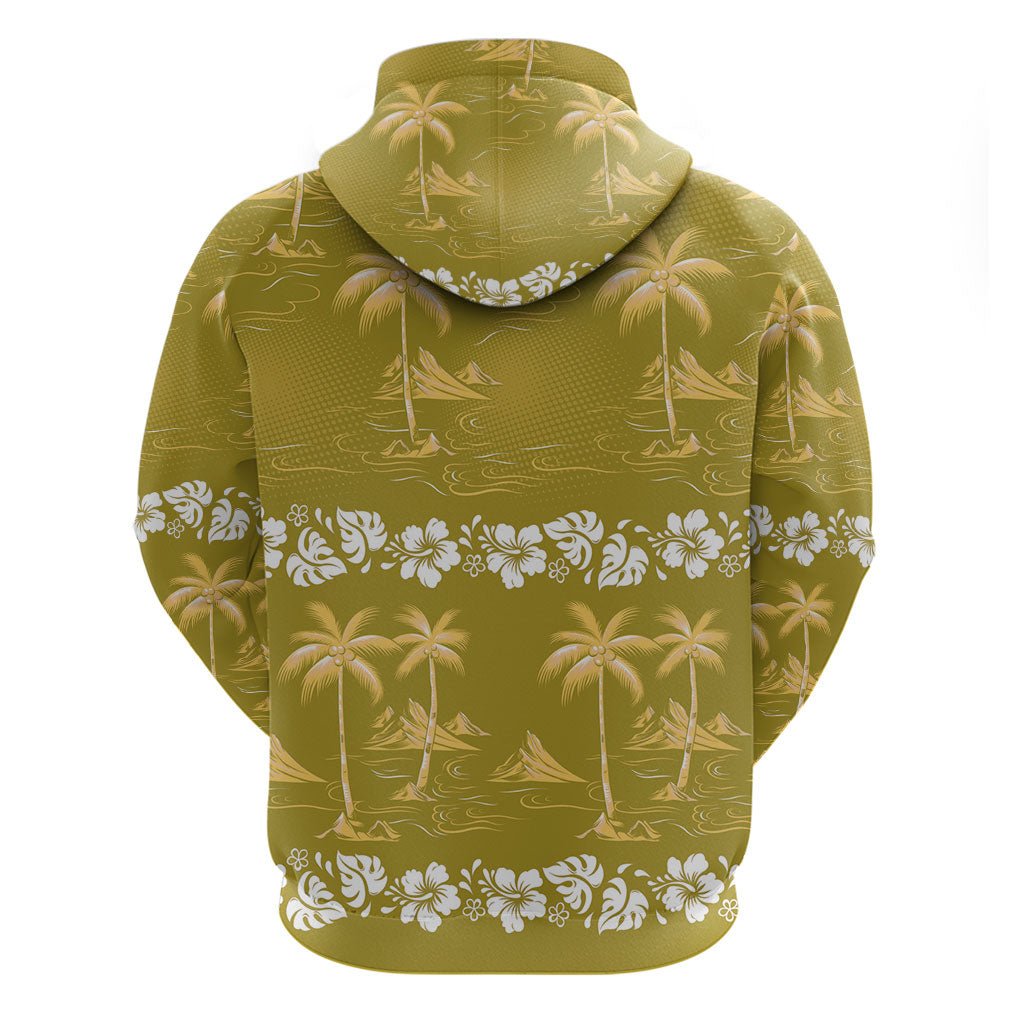 Yellow Hawaii Palm Tree Hibiscus Hoodie Fantasy Summer Vibe LT01 - Polynesian Pride