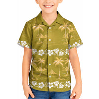 Yellow Hawaii Palm Tree Hibiscus Kid Hawaiian Shirt Fantasy Summer Vibe LT01 Kid Yellow - Polynesian Pride