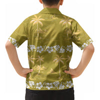 Yellow Hawaii Palm Tree Hibiscus Kid Hawaiian Shirt Fantasy Summer Vibe LT01 - Polynesian Pride