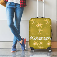 Yellow Hawaii Palm Tree Hibiscus Luggage Cover Fantasy Summer Vibe