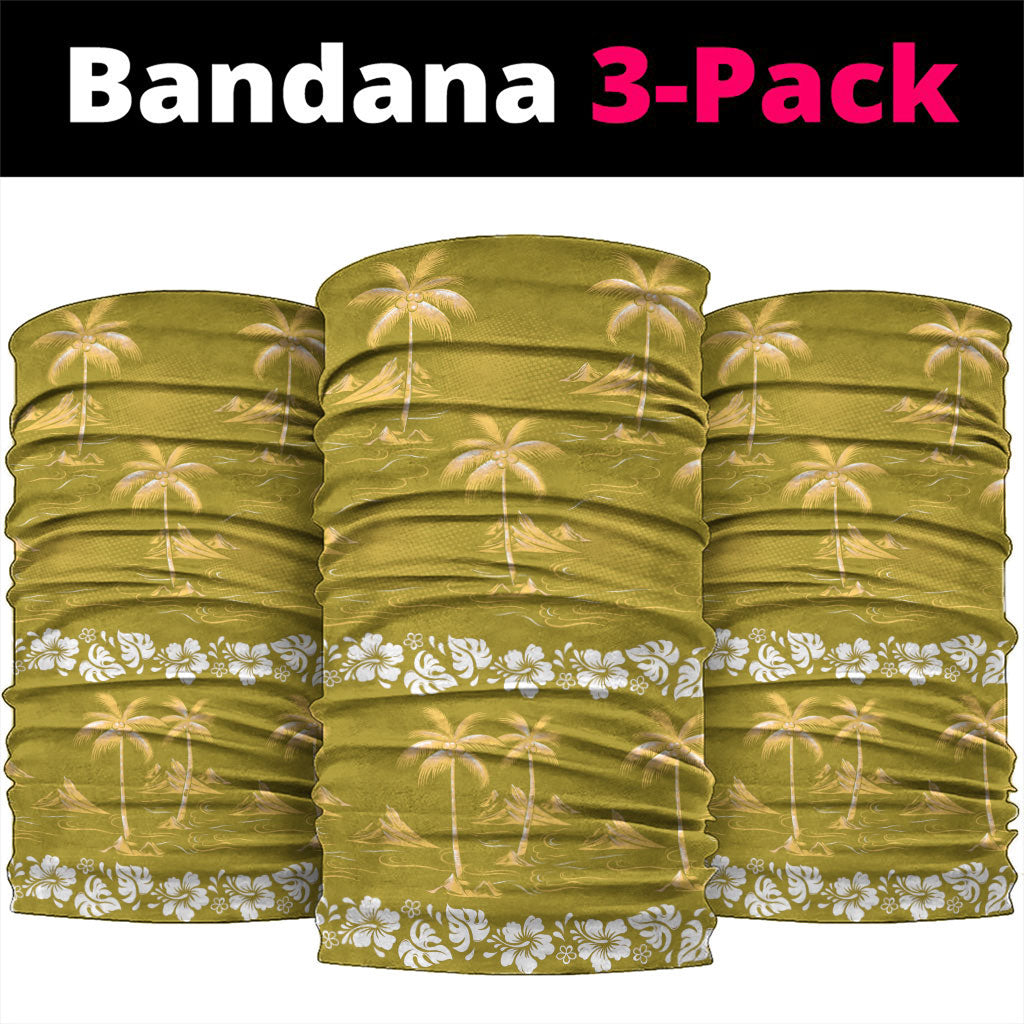 Yellow Hawaii Palm Tree Hibiscus Neck Gaiter Fantasy Summer Vibe LT01 package One Size: 25*50cm Yellow - Polynesian Pride