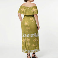 Yellow Hawaii Palm Tree Hibiscus Off Shoulder Maxi Dress Fantasy Summer Vibe LT01 - Polynesian Pride