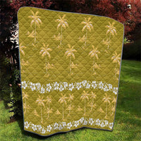 Yellow Hawaii Palm Tree Hibiscus Quilt Fantasy Summer Vibe LT01 - Polynesian Pride
