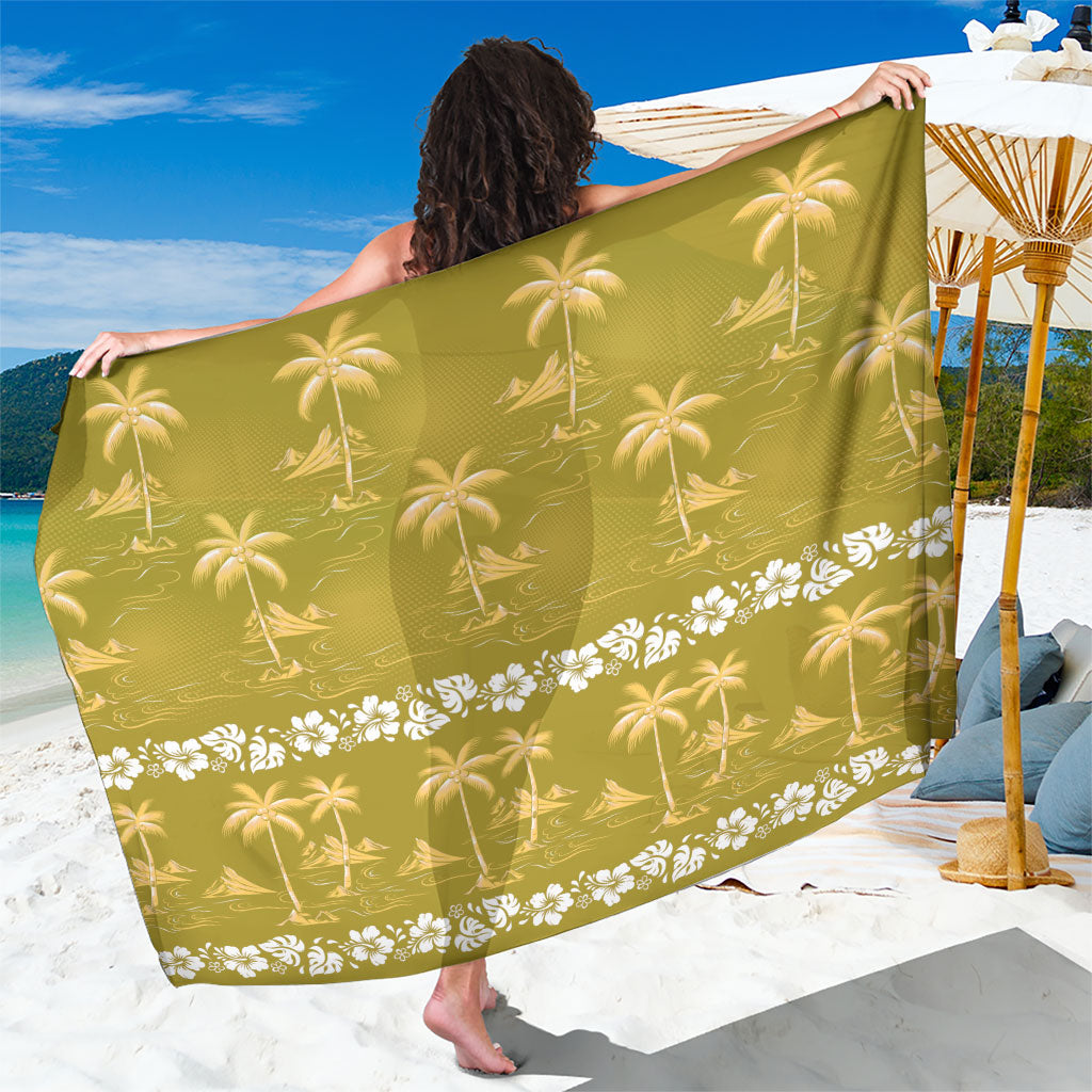 Yellow Hawaii Palm Tree Hibiscus Sarong Fantasy Summer Vibe LT01 One Size 44 x 66 inches Yellow - Polynesian Pride
