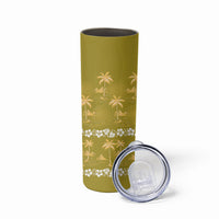 Yellow Hawaii Palm Tree Hibiscus Skinny Tumbler Fantasy Summer Vibe