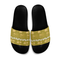 Yellow Hawaii Palm Tree Hibiscus Slide Sandals Fantasy Summer Vibe LT01 Yellow - Polynesian Pride