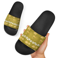 Yellow Hawaii Palm Tree Hibiscus Slide Sandals Fantasy Summer Vibe LT01 - Polynesian Pride