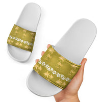Yellow Hawaii Palm Tree Hibiscus Slide Sandals Fantasy Summer Vibe LT01 - Polynesian Pride