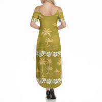 Yellow Hawaii Palm Tree Hibiscus Summer Maxi Dress Fantasy Summer Vibe LT01 - Polynesian Pride