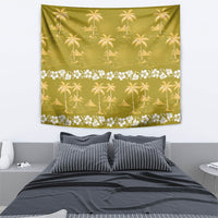 Yellow Hawaii Palm Tree Hibiscus Tapestry Fantasy Summer Vibe