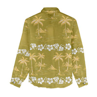 Yellow Hawaii Palm Tree Hibiscus Women Casual Shirt Fantasy Summer Vibe LT01 - Polynesian Pride