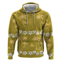 Yellow Hawaii Palm Tree Hibiscus Zip Hoodie Fantasy Summer Vibe LT01 Pullover Hoodie Yellow - Polynesian Pride