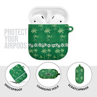 Green Hawaii Palm Tree Hibiscus AirPods Case Fantasy Summer Vibe LT01 - Polynesian Pride