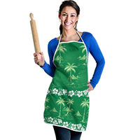 Green Hawaii Palm Tree Hibiscus Apron Fantasy Summer Vibe