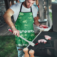 Green Hawaii Palm Tree Hibiscus Apron Fantasy Summer Vibe