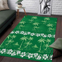 Green Hawaii Palm Tree Hibiscus Area Rug Fantasy Summer Vibe LT01 Green - Polynesian Pride