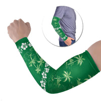 Green Hawaii Palm Tree Hibiscus Arm Sleeves Fantasy Summer Vibe LT01 Set of 2 Green - Polynesian Pride