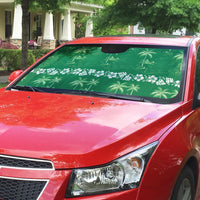 Green Hawaii Palm Tree Hibiscus Auto Sun Shade Fantasy Summer Vibe LT01 - Polynesian Pride