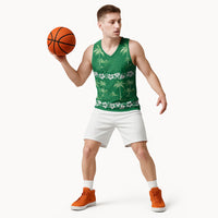 Green Hawaii Palm Tree Hibiscus Basketball Jersey Fantasy Summer Vibe LT01 - Polynesian Pride