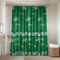 Green Hawaii Palm Tree Hibiscus Bathroom Set Fantasy Summer Vibe