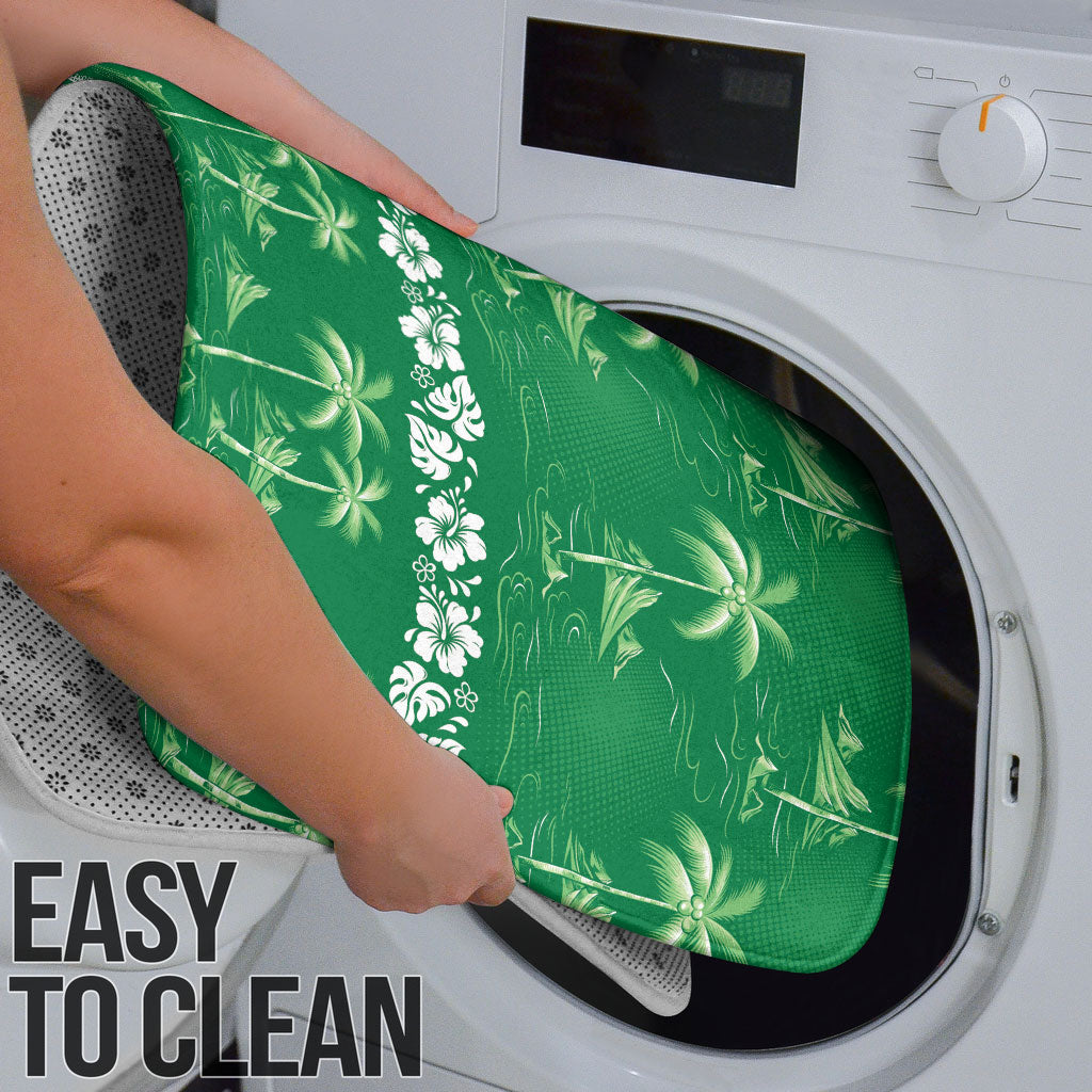 Green Hawaii Palm Tree Hibiscus Bathroom Set Fantasy Summer Vibe
