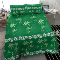 Green Hawaii Palm Tree Hibiscus Bedding Set Fantasy Summer Vibe LT01 - Polynesian Pride