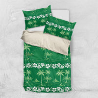 Green Hawaii Palm Tree Hibiscus Bedding Set Fantasy Summer Vibe LT01 US Twin 172cm x 218cm Green - Polynesian Pride