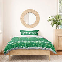 Green Hawaii Palm Tree Hibiscus Bedding Set Fantasy Summer Vibe LT01 - Polynesian Pride
