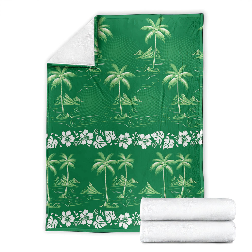 Green Hawaii Palm Tree Hibiscus Blanket Fantasy Summer Vibe LT01 - Polynesian Pride