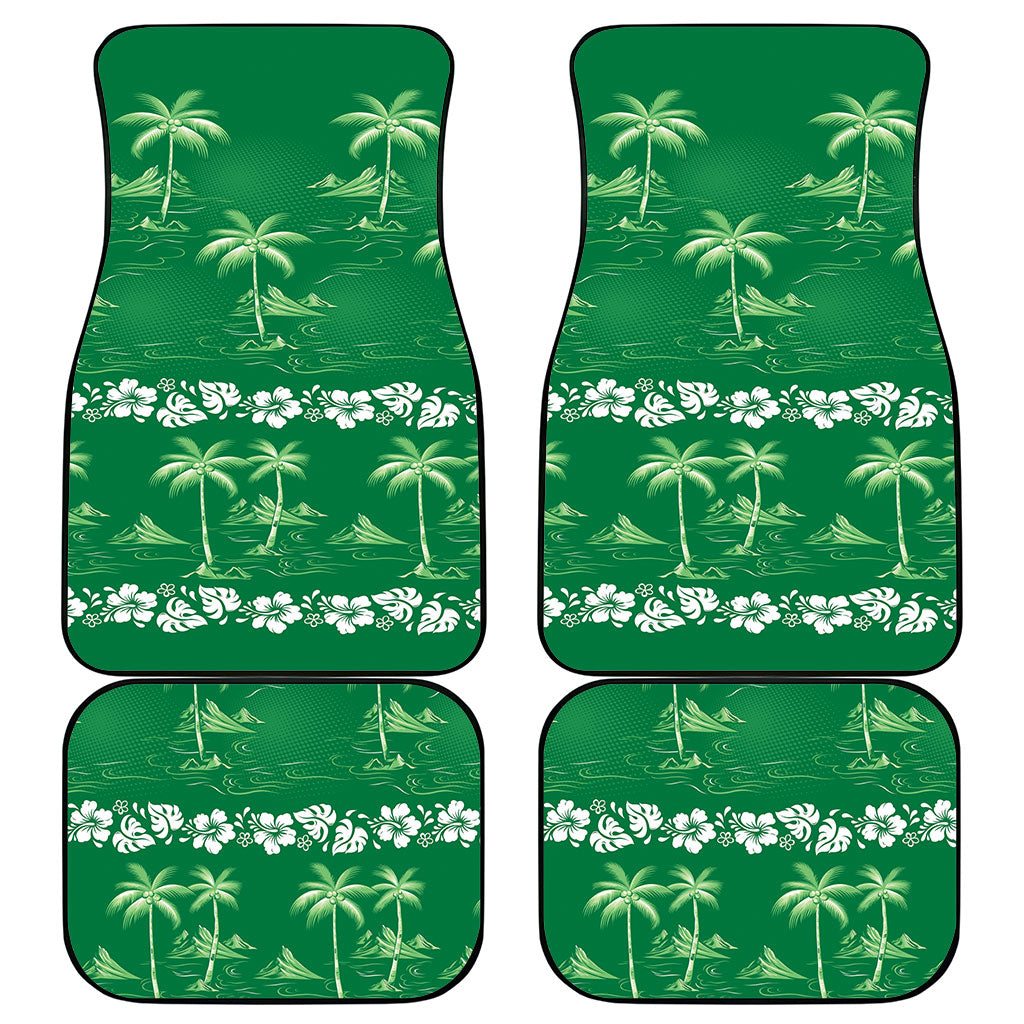Green Hawaii Palm Tree Hibiscus Car Mats Fantasy Summer Vibe