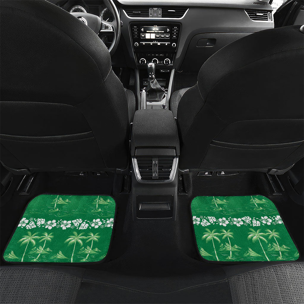 Green Hawaii Palm Tree Hibiscus Car Mats Fantasy Summer Vibe