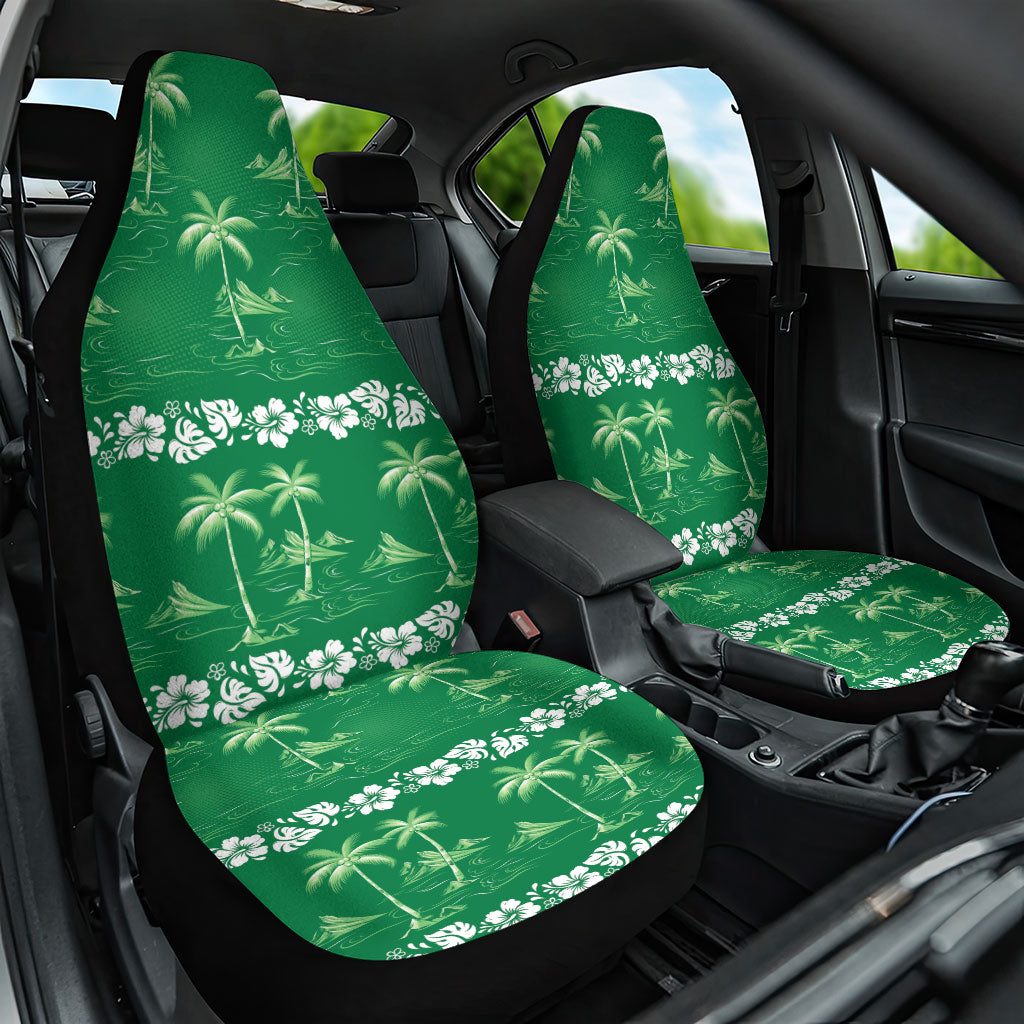 Green Hawaii Palm Tree Hibiscus Car Seat Cover Fantasy Summer Vibe