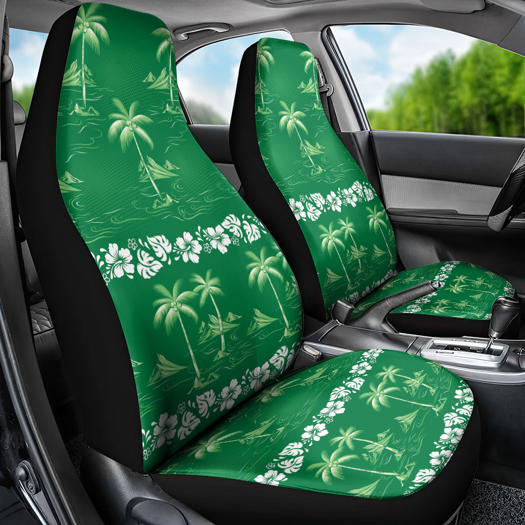 Green Hawaii Palm Tree Hibiscus Car Seat Cover Fantasy Summer Vibe LT01 - Polynesian Pride