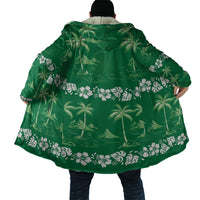 Green Hawaii Palm Tree Hibiscus Cloak Fantasy Summer Vibe LT01 - Polynesian Pride