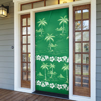 Green Hawaii Palm Tree Hibiscus Door Cover Fantasy Summer Vibe LT01 - Polynesian Pride