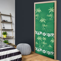 Green Hawaii Palm Tree Hibiscus Door Cover Fantasy Summer Vibe LT01 - Polynesian Pride