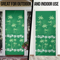 Green Hawaii Palm Tree Hibiscus Door Cover Fantasy Summer Vibe LT01 - Polynesian Pride