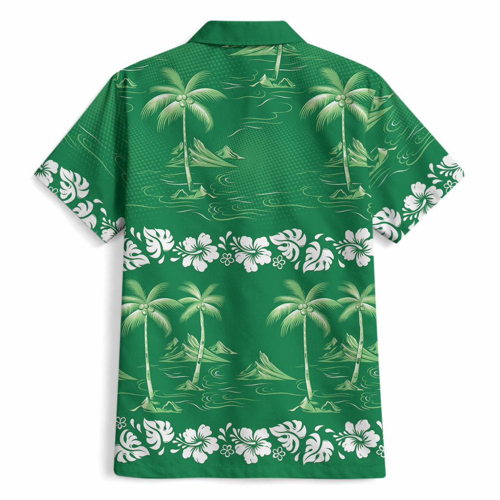 Green Hawaii Palm Tree Hibiscus Hawaiian Shirt Fantasy Summer Vibe LT01 - Polynesian Pride