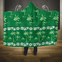 Green Hawaii Palm Tree Hibiscus Hooded Blanket Fantasy Summer Vibe LT01 - Polynesian Pride
