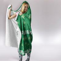 Green Hawaii Palm Tree Hibiscus Hooded Blanket Fantasy Summer Vibe LT01 - Polynesian Pride